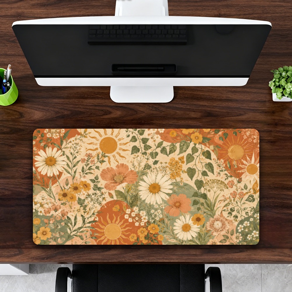 Retro Gaming Xl - Retro Sunflower Pattern Full-Size Table Mat