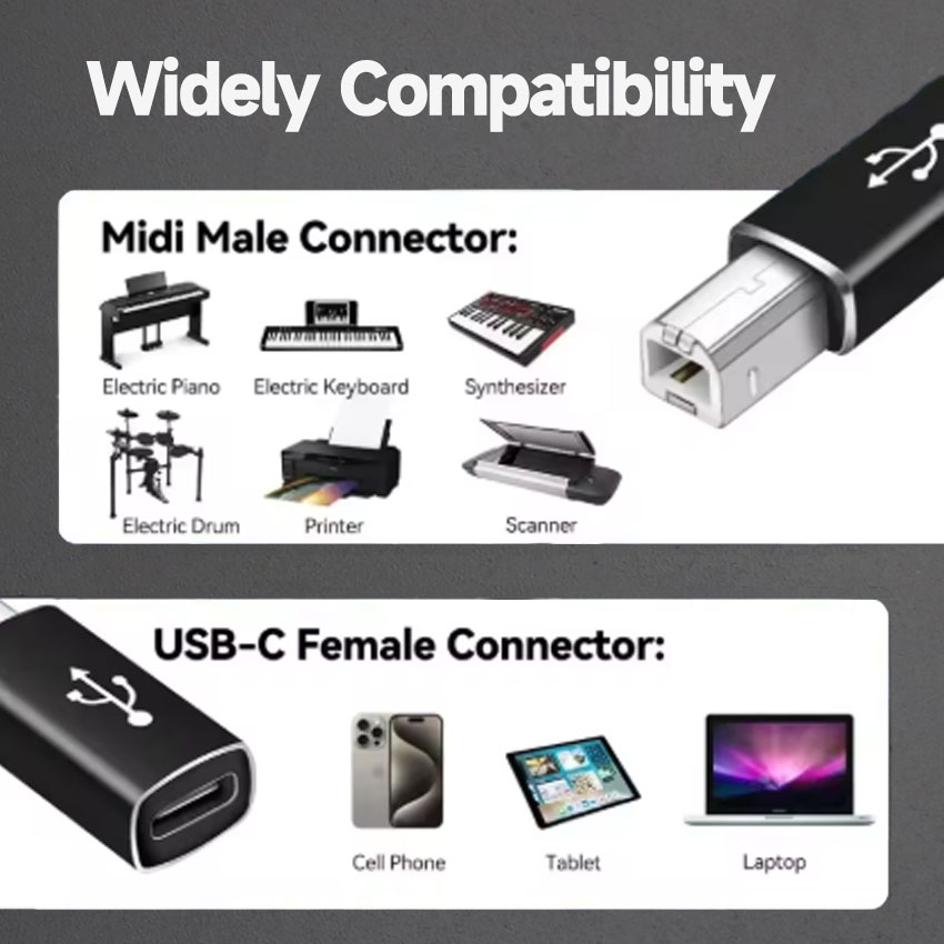 1PC USB C To USB  2.0 For MIDI - Controller Adapter Usb 评论和价格
